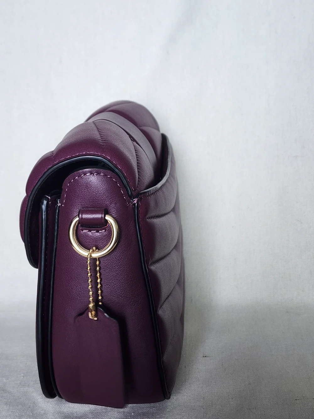 Coach Puffy Quilted Georgie Saddle Crossbody Bag in Rare Boysenberry
